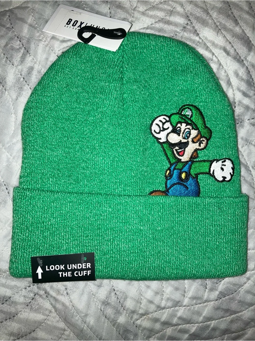 Kids Green Luigi Embroidered Beanie